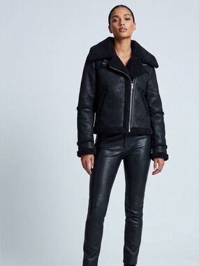 Jonathan Simkhai wool Shearling-Trim Moto Jacket - Women